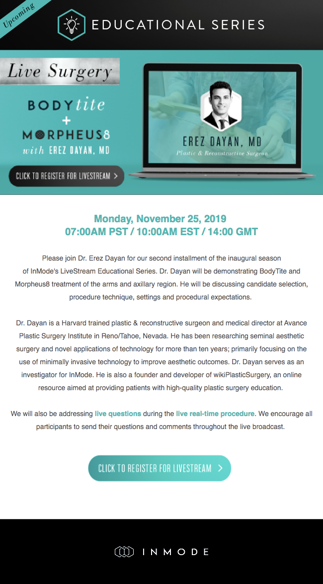 Live Surgery Using BodyTite and Morpheus8 with Dr. Erez Dayan